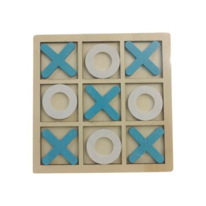 Wooden Tic Tac Toe Board Game for Kids – Fun Brain Puzzle Toy in Orange & Blue | Classic Educational Game for Family & Children