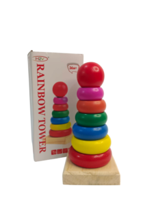Wooden Rainbow Stacking Ring Toy for Babies & Toddlers – 6 Colorful Rings Early Learning Tower | Montessori Educational Toy for Kids - Image 4