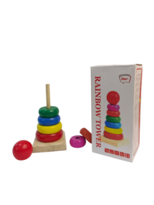 Wooden Rainbow Stacking Ring Toy for Babies & Toddlers – 6 Colorful Rings Early Learning Tower | Montessori Educational Toy for Kids - Image 2